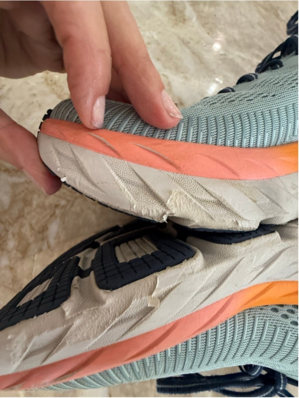Women's Hoka Athletic Shoes Size 8 Light Blue Orange, insert missing - Picture 5 of 9